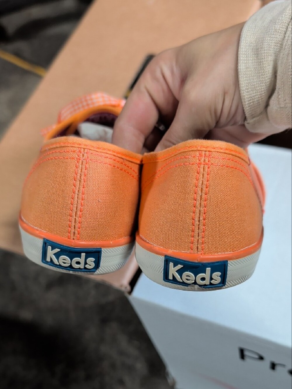 Keds Champion Orange Seasonal Canvas Gingham Lace Sneakers - Picture 4 of 7